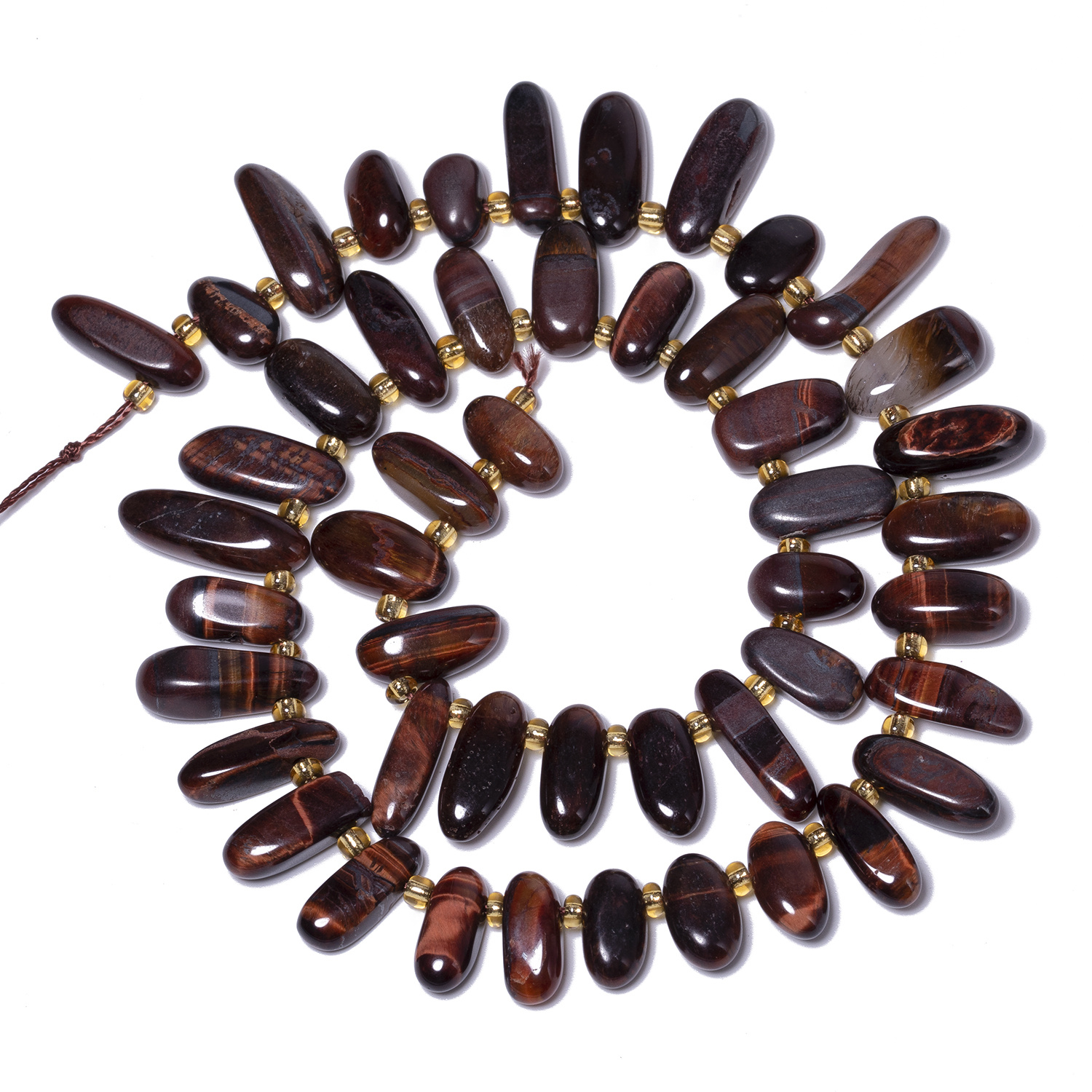 Irregular Long Tooth Gravel Red Brown Tiger Eye Beads